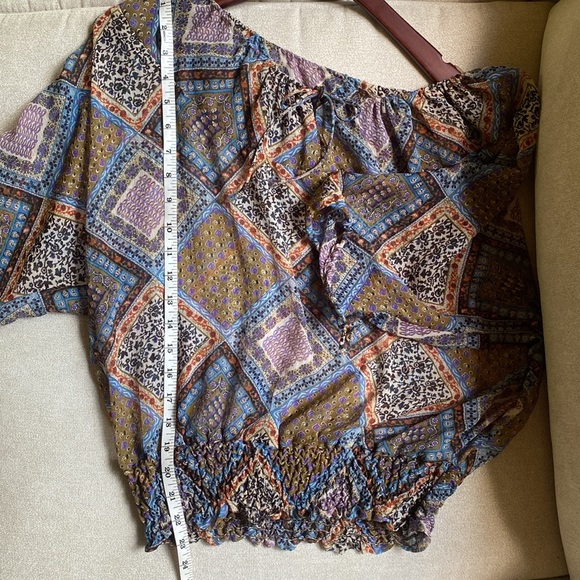 Boho Peasant Blouse with fitted waist, drawstring ties M - Picture 11 of 11